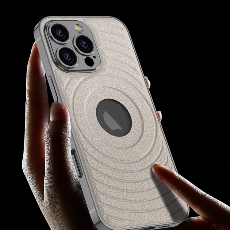 For iPhone 16 Pro Max GKK Plating Leather Wave MagSafe Phone Case(Grey) - free shipping - PMC Jewellery - Order now!