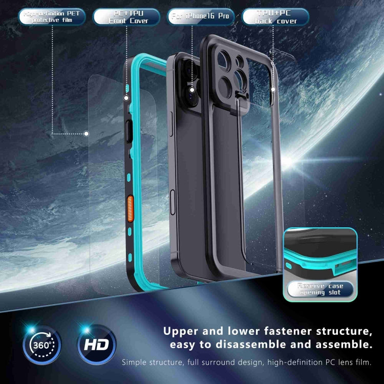 For iPhone 16 Pro RedPepper Transparent Dot IP68 Waterproof Triple-proof Phone Case(Black Blue) - free shipping - PMC Jewellery - Order now!