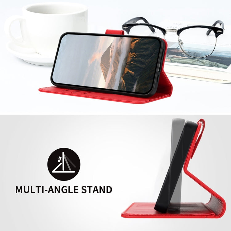 For Samsung Galaxy S25 5G Triangle Pattern Buckle Clasp Leather Phone Case(Red) - Galaxy S25 5G Cases by PMC Jewellery | Online Shopping South Africa | PMC Jewellery | Buy Now Pay Later Mobicred