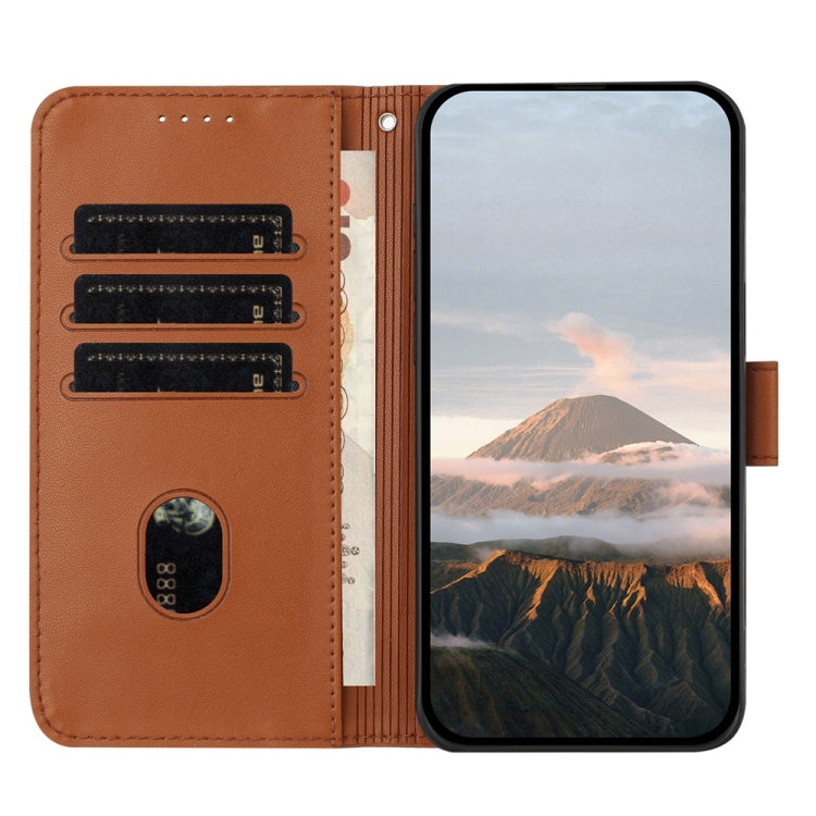 For Samsung Galaxy S25 5G Triangle Pattern Buckle Clasp Leather Phone Case(Brown) - Galaxy S25 5G Cases by PMC Jewellery | Online Shopping South Africa | PMC Jewellery | Buy Now Pay Later Mobicred