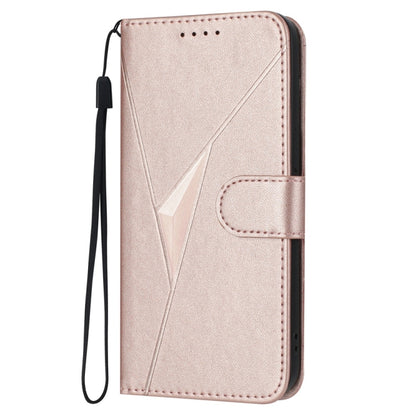 For Samsung Galaxy S25 5G Triangle Pattern Buckle Clasp Leather Phone Case(Rose Gold) - Galaxy S25 5G Cases by PMC Jewellery | Online Shopping South Africa | PMC Jewellery | Buy Now Pay Later Mobicred