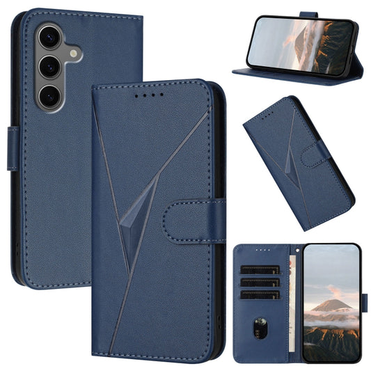 For Samsung Galaxy S25+ 5G Triangle Pattern Buckle Clasp Leather Phone Case(Royal Blue) - Galaxy S25+ 5G Cases by PMC Jewellery | Online Shopping South Africa | PMC Jewellery | Buy Now Pay Later Mobicred