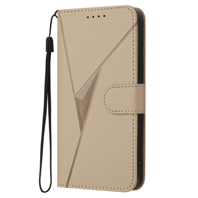 For Samsung Galaxy S25+ 5G Triangle Pattern Buckle Clasp Leather Phone Case(Gold) - Galaxy S25+ 5G Cases by PMC Jewellery | Online Shopping South Africa | PMC Jewellery | Buy Now Pay Later Mobicred