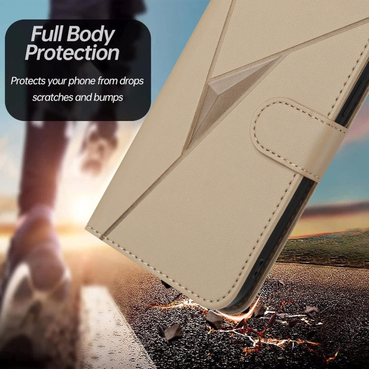 For Samsung Galaxy S25+ 5G Triangle Pattern Buckle Clasp Leather Phone Case(Gold) - Galaxy S25+ 5G Cases by PMC Jewellery | Online Shopping South Africa | PMC Jewellery | Buy Now Pay Later Mobicred