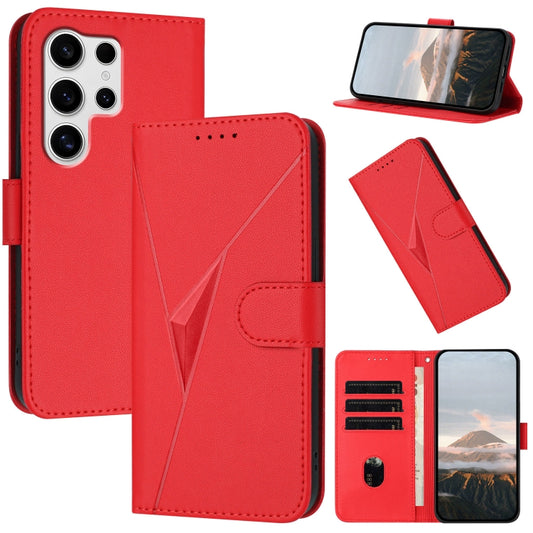 For Samsung Galaxy S25 Ultra 5G Triangle Pattern Buckle Clasp Leather Phone Case(Red) - Galaxy S25 Ultra 5G Cases by PMC Jewellery | Online Shopping South Africa | PMC Jewellery | Buy Now Pay Later Mobicred