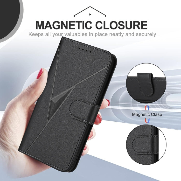 For Samsung Galaxy S25 Ultra 5G Triangle Pattern Buckle Clasp Leather Phone Case(Black) - Galaxy S25 Ultra 5G Cases by PMC Jewellery | Online Shopping South Africa | PMC Jewellery | Buy Now Pay Later Mobicred