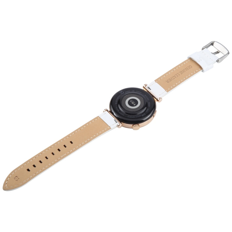 20mm Silver Steel Buckle Genuine Leather Watch Band Wristband(White) - 20mm Bands by PMc TechLife | Online Shopping South Africa | PMc TechLife | Buy Now Pay Later Mobicred