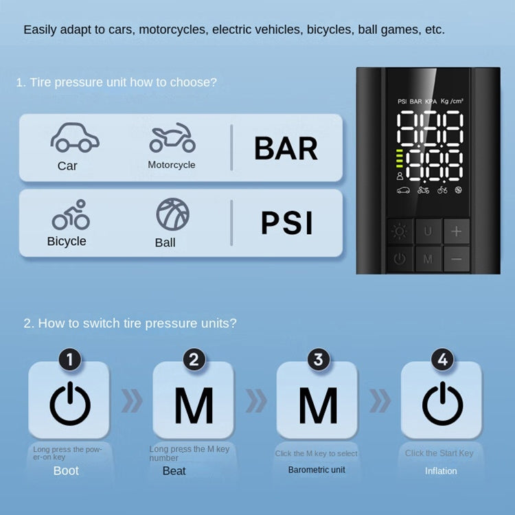 T6 Car Digital Display Portable Smart Electric Wireless Air Pump(Black) - free shipping - PMC Jewellery - Order now!