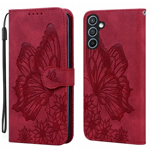 For Samsung Galaxy S25 5G Retro Skin Feel Butterflies Embossing Horizontal Flip Leather Phone Case(Red) - Galaxy S25 5G Cases by PMC Jewellery | Online Shopping South Africa | PMC Jewellery | Buy Now Pay Later Mobicred