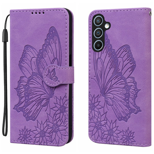 For Samsung Galaxy S25 5G Retro Skin Feel Butterflies Embossing Horizontal Flip Leather Phone Case(Purple) - Galaxy S25 5G Cases by PMC Jewellery | Online Shopping South Africa | PMC Jewellery | Buy Now Pay Later Mobicred