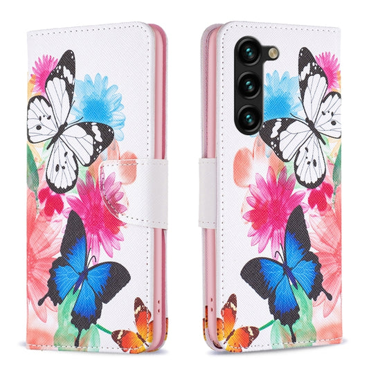 For Samsung Galaxy S25+ 5G Colored Drawing Pattern Leather Phone Case(Butterflies) - Galaxy S25+ 5G Cases by PMC Jewellery | Online Shopping South Africa | PMC Jewellery | Buy Now Pay Later Mobicred