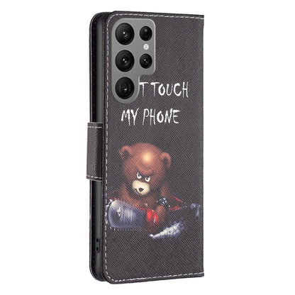 For Samsung Galaxy S25 Ultra 5G Colored Drawing Pattern Leather Phone Case(Bear) - Galaxy S25 Ultra 5G Cases by PMC Jewellery | Online Shopping South Africa | PMC Jewellery | Buy Now Pay Later Mobicred