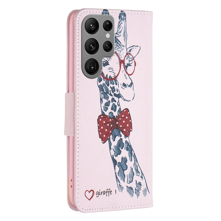 For Samsung Galaxy S25 Ultra 5G Colored Drawing Pattern Leather Phone Case(Giraffe) - Galaxy S25 Ultra 5G Cases by PMC Jewellery | Online Shopping South Africa | PMC Jewellery | Buy Now Pay Later Mobicred