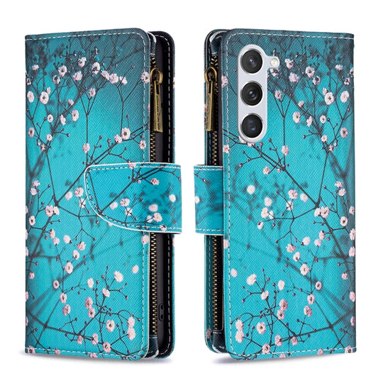 For Samsung Galaxy S25 5G Colored Drawing Pattern Zipper Leather Phone Case(Plum Blossom) - Galaxy S25 5G Cases by PMC Jewellery | Online Shopping South Africa | PMC Jewellery | Buy Now Pay Later Mobicred