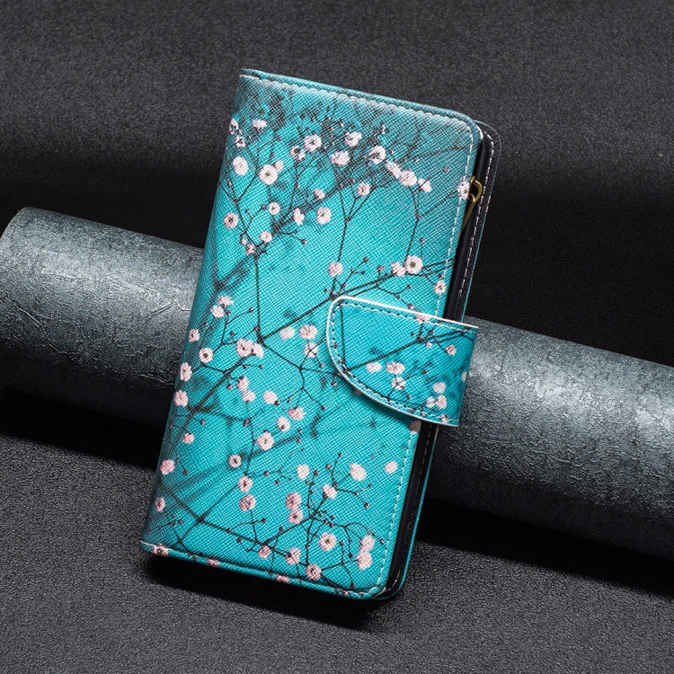 For Samsung Galaxy S25 5G Colored Drawing Pattern Zipper Leather Phone Case(Plum Blossom) - Galaxy S25 5G Cases by PMC Jewellery | Online Shopping South Africa | PMC Jewellery | Buy Now Pay Later Mobicred