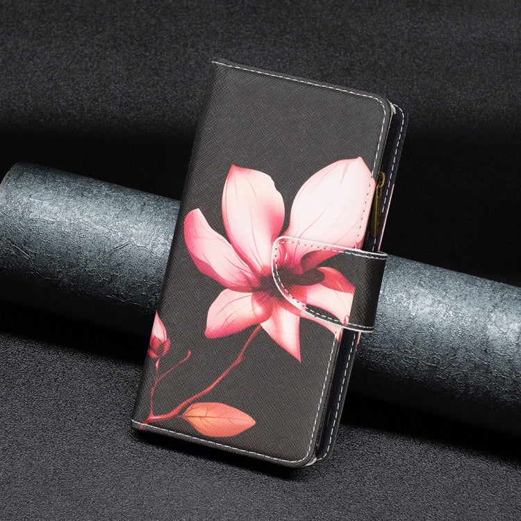 For Samsung Galaxy S25 5G Colored Drawing Pattern Zipper Leather Phone Case(Lotus) - Galaxy S25 5G Cases by PMC Jewellery | Online Shopping South Africa | PMC Jewellery | Buy Now Pay Later Mobicred