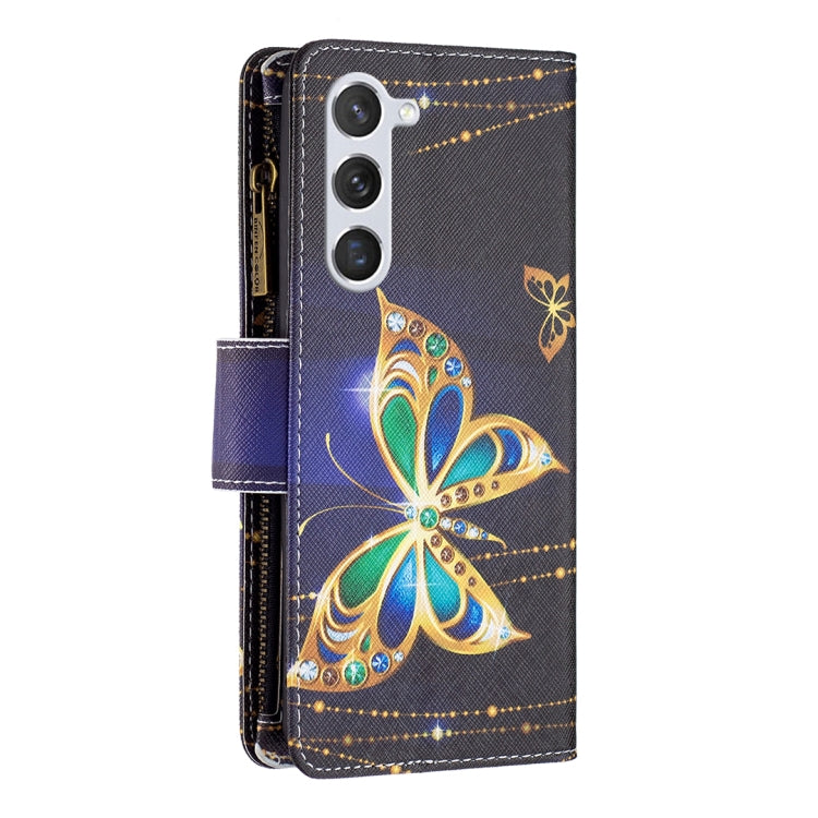 For Samsung Galaxy S25 5G Colored Drawing Pattern Zipper Leather Phone Case(Big Butterfly) - Galaxy S25 5G Cases by PMC Jewellery | Online Shopping South Africa | PMC Jewellery | Buy Now Pay Later Mobicred
