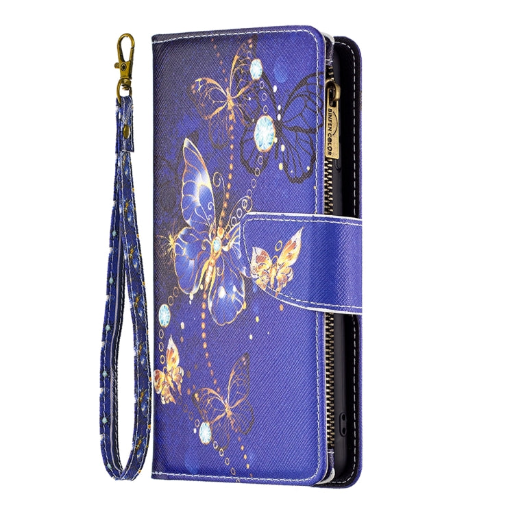 For Samsung Galaxy S25+ 5G Colored Drawing Pattern Zipper Leather Phone Case(Purple Butterfly) - Galaxy S25+ 5G Cases by PMC Jewellery | Online Shopping South Africa | PMC Jewellery | Buy Now Pay Later Mobicred