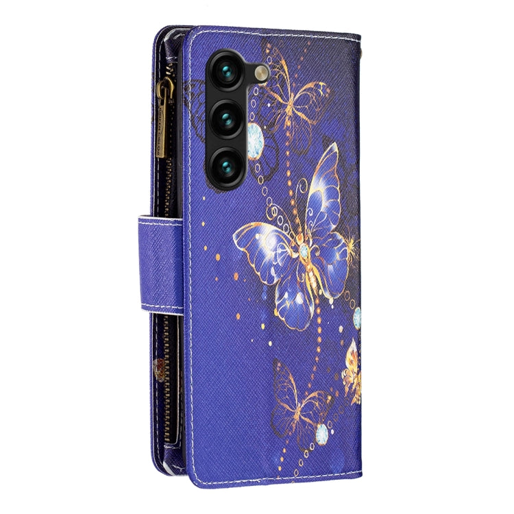 For Samsung Galaxy S25+ 5G Colored Drawing Pattern Zipper Leather Phone Case(Purple Butterfly) - Galaxy S25+ 5G Cases by PMC Jewellery | Online Shopping South Africa | PMC Jewellery | Buy Now Pay Later Mobicred
