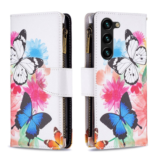 For Samsung Galaxy S25+ 5G Colored Drawing Pattern Zipper Leather Phone Case(Two Butterflies) - Galaxy S25+ 5G Cases by PMC Jewellery | Online Shopping South Africa | PMC Jewellery | Buy Now Pay Later Mobicred