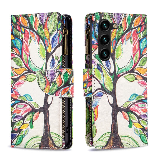 For Samsung Galaxy S25+ 5G Colored Drawing Pattern Zipper Leather Phone Case(Big Tree) - Galaxy S25+ 5G Cases by PMC Jewellery | Online Shopping South Africa | PMC Jewellery | Buy Now Pay Later Mobicred