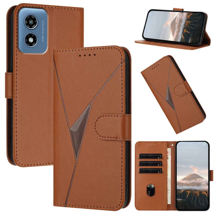 For Motorola Moto G Play 4G 2024 Triangle Pattern Buckle Clasp Leather Phone Case(Brown) - free shipping - PMC Jewellery - Order now!