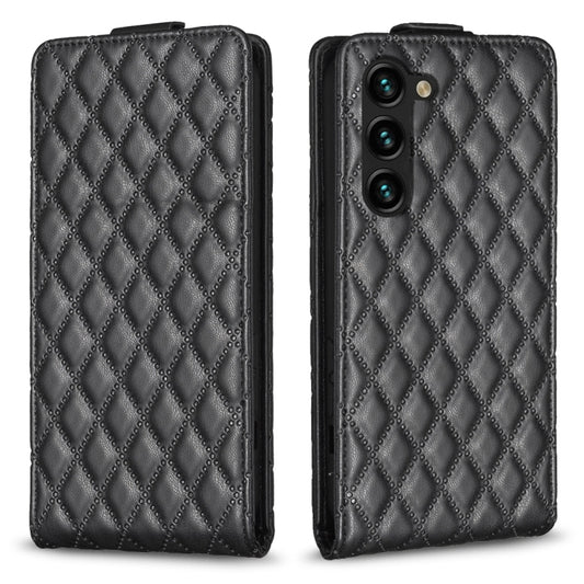 For Samsung Galaxy S25 5G Diamond Lattice Vertical Flip Leather Phone Case(Black) - Galaxy S25 5G Cases by PMC Jewellery | Online Shopping South Africa | PMC Jewellery | Buy Now Pay Later Mobicred