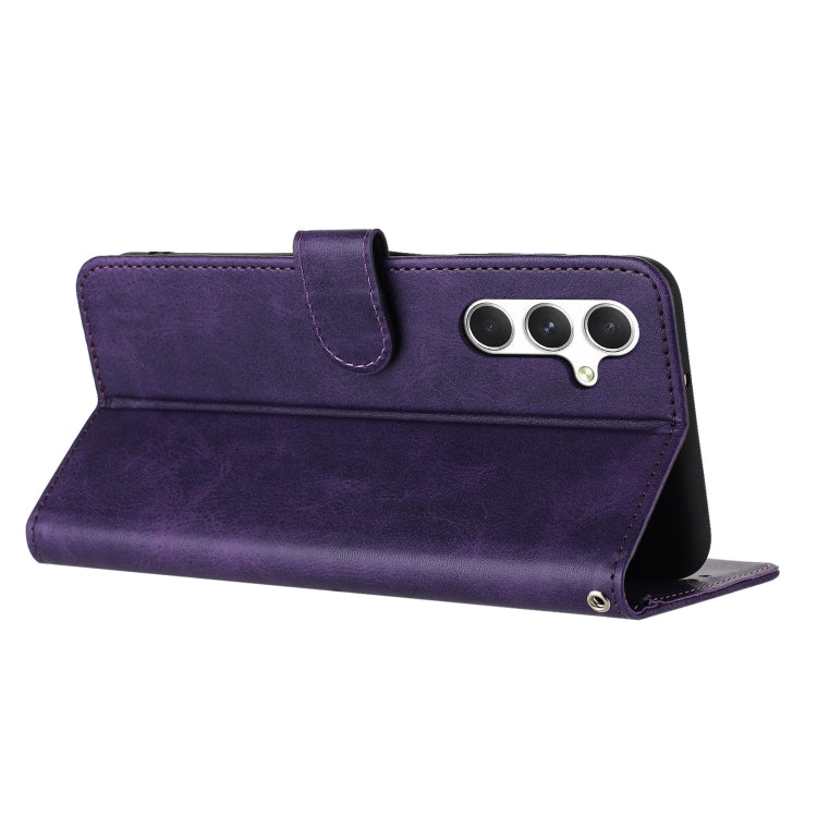 For Samsung Galaxy S25 / S24 5G Solid Calf Texture Flip Leather Phone Case(Purple) - Galaxy S25 5G Cases by PMC Jewellery | Online Shopping South Africa | PMC Jewellery | Buy Now Pay Later Mobicred