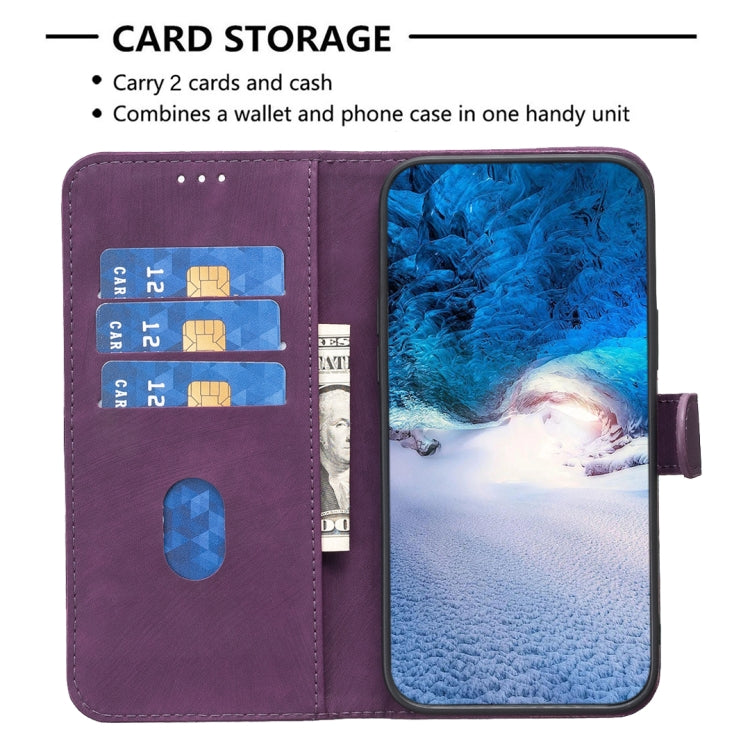 For Samsung Galaxy S25 5G Plaid Embossed Leather Phone Case(Purple) - Galaxy S25 5G Cases by PMC Jewellery | Online Shopping South Africa | PMC Jewellery | Buy Now Pay Later Mobicred
