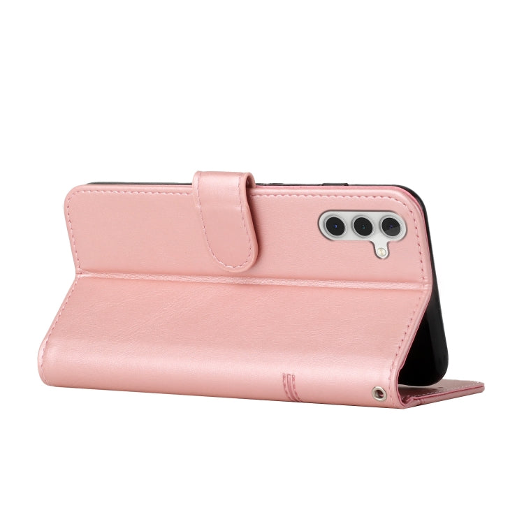 For Samsung Galaxy S25+ / S24+ 5G Stitching Calf Texture Buckle Leather Phone Case(Rose Gold) - Galaxy S25+ 5G Cases by PMC Jewellery | Online Shopping South Africa | PMC Jewellery | Buy Now Pay Later Mobicred