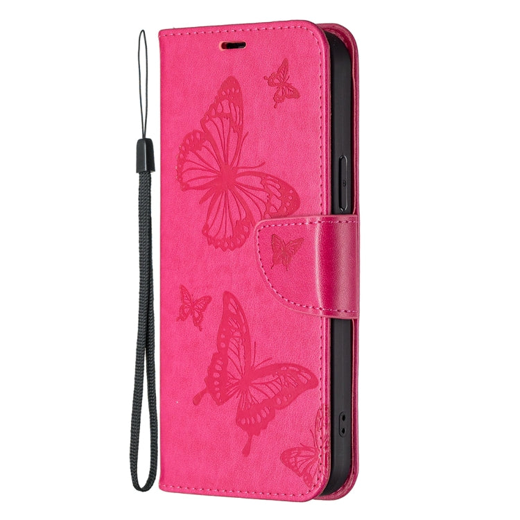 For Samsung Galaxy S25 5G Embossing Two Butterflies Pattern Leather Phone Case(Rose Red) - Galaxy S25 5G Cases by PMC Jewellery | Online Shopping South Africa | PMC Jewellery | Buy Now Pay Later Mobicred