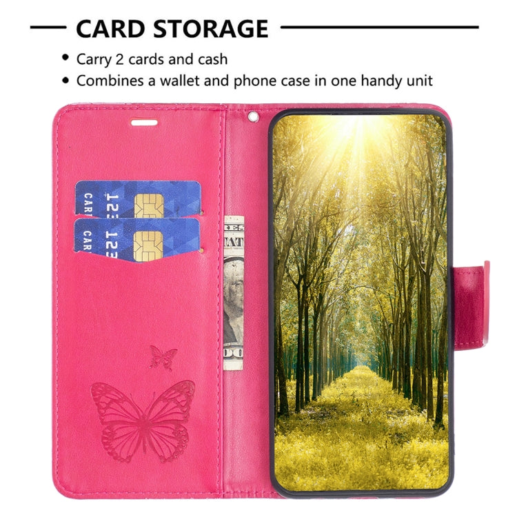 For Samsung Galaxy S25 5G Embossing Two Butterflies Pattern Leather Phone Case(Rose Red) - Galaxy S25 5G Cases by PMC Jewellery | Online Shopping South Africa | PMC Jewellery | Buy Now Pay Later Mobicred