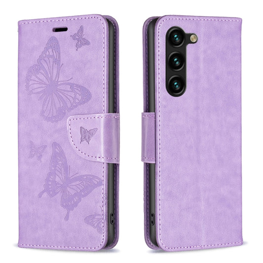 For Samsung Galaxy S25+ 5G Embossing Two Butterflies Pattern Leather Phone Case(Purple) - Galaxy S25+ 5G Cases by PMC Jewellery | Online Shopping South Africa | PMC Jewellery | Buy Now Pay Later Mobicred