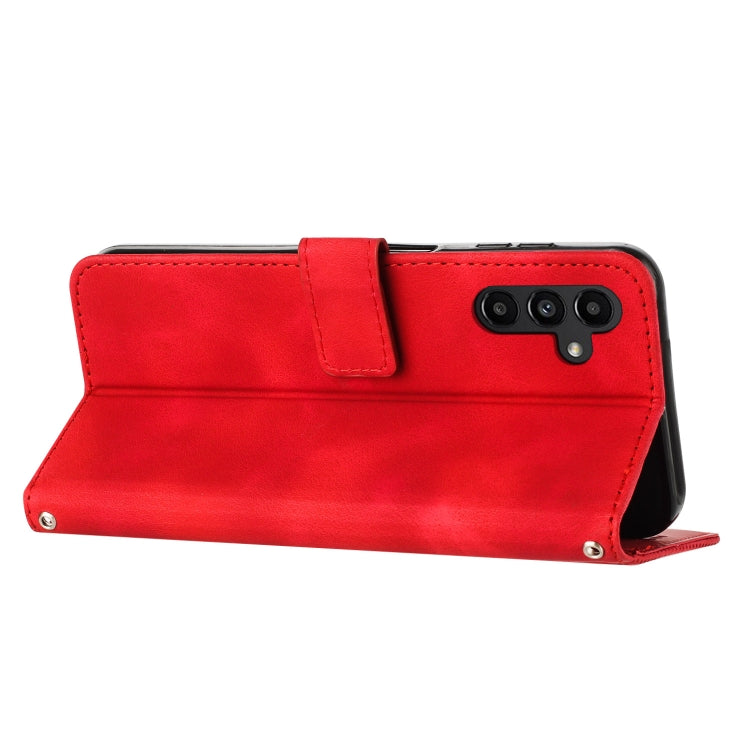 For Samsung Galaxy S25 / S24 5G Dream Triangle Leather Phone Case with Lanyard(Red) - free shipping - PMC Jewellery - Order now!