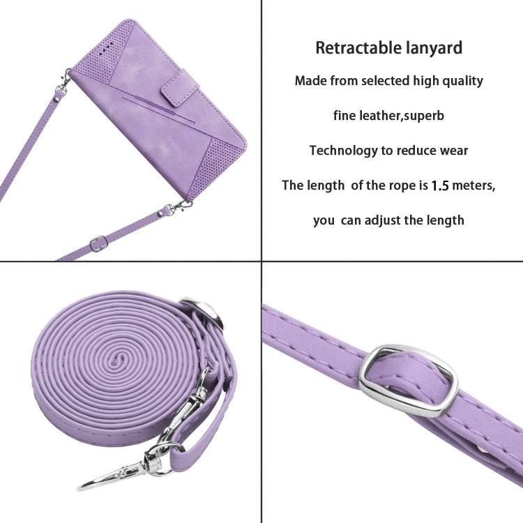 For Samsung Galaxy S25 / S24 5G Dream Triangle Leather Phone Case with Long Lanyard(Purple) - Galaxy S25 5G Cases by PMC Jewellery | Online Shopping South Africa | PMC Jewellery | Buy Now Pay Later Mobicred