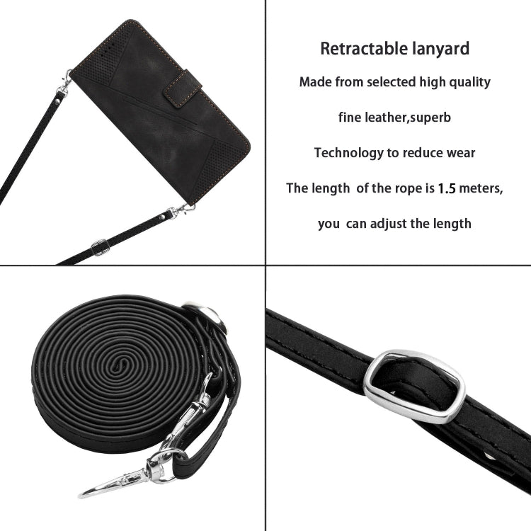For Samsung Galaxy S25 / S24 5G Dream Triangle Leather Phone Case with Long Lanyard(Black) - Galaxy S25 5G Cases by PMC Jewellery | Online Shopping South Africa | PMC Jewellery | Buy Now Pay Later Mobicred