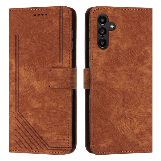 For Samsung Galaxy S25+ / S24+ 5G Skin Feel Stripe Pattern Leather Phone Case with Long Lanyard(Brown) - Galaxy S25+ 5G Cases by PMC Jewellery | Online Shopping South Africa | PMC Jewellery | Buy Now Pay Later Mobicred