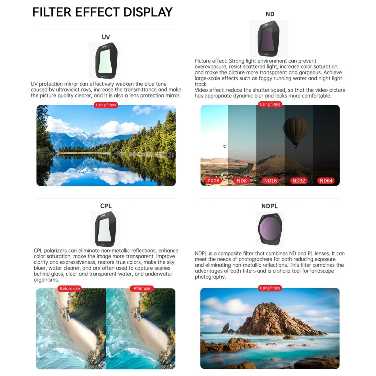 For DJI Air 3S JSR CB Series Drone Lens Filter, Filter:6 in 1 ND8-64 CPL STAR - free shipping - PMC TechLife - Order now!
