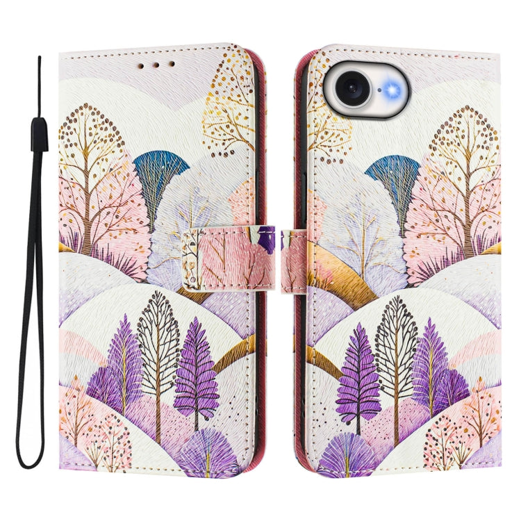 For iPhone 16e Art Colored Drawing Pattern Leather Phone Case(Landscape) - iPhone 16e Cases by PMC TechLife | Online Shopping South Africa | PMC TechLife | Buy Now Pay Later Mobicred