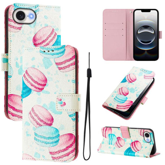 For iPhone 16e Art Colored Drawing Pattern Leather Phone Case(Cake) - iPhone 16e Cases by PMC Jewellery | Online Shopping South Africa | PMC Jewellery | Buy Now Pay Later Mobicred