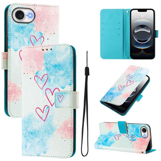 For iPhone 16e Art Colored Drawing Pattern Leather Phone Case(LOVE ME) - iPhone 16e Cases by PMC Jewellery | Online Shopping South Africa | PMC Jewellery | Buy Now Pay Later Mobicred