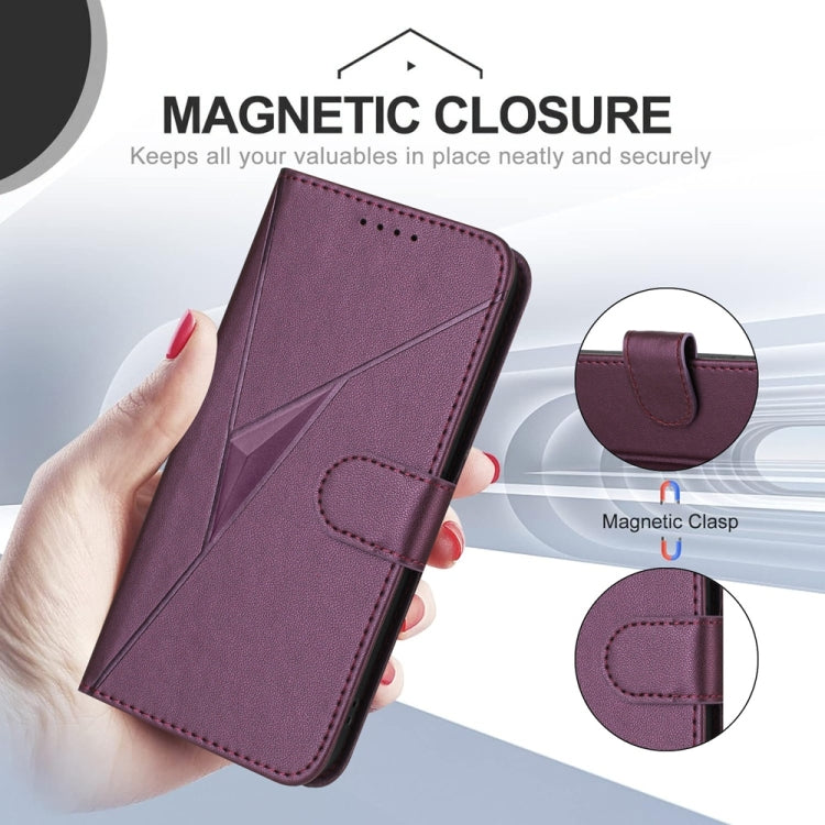 For Huawei Pura 70 Triangle Pattern Buckle Clasp Leather Phone Case(Dark Purple) - Huawei Cases by PMC Jewellery | Online Shopping South Africa | PMC Jewellery | Buy Now Pay Later Mobicred