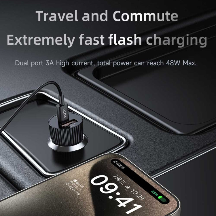 TOTU CC-1 36W Dual USB Ports Fast Charging Car Charger(Black) - Car Charger by TOTUDESIGN | Online Shopping South Africa | PMC Jewellery | Buy Now Pay Later Mobicred