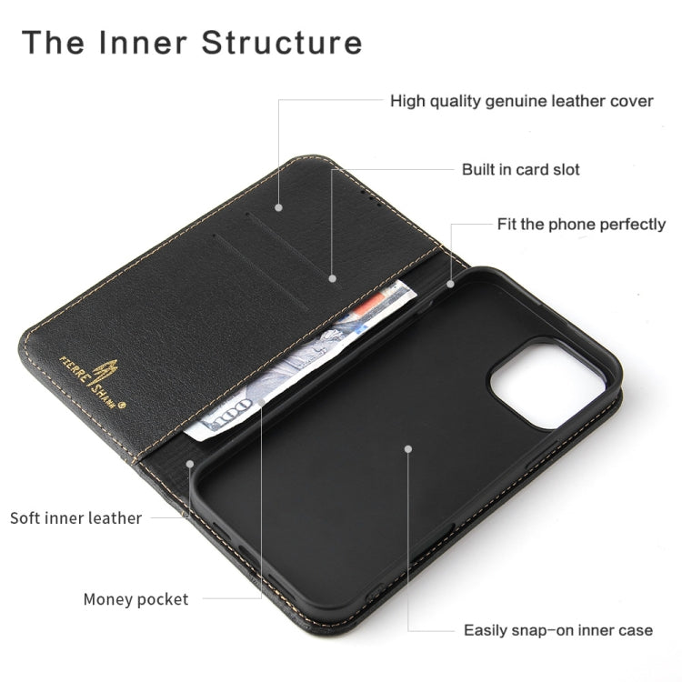 For iPhone 16 Pro Max Fierre Shann Cowhide Leather Flip Leather Phone Case(Black) - free shipping - PMC Jewellery - Order now!