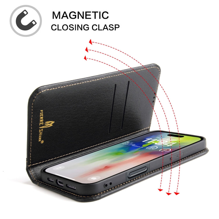 For iPhone 16 Pro Max Fierre Shann Cowhide Leather Flip Leather Phone Case(Black) - free shipping - PMC Jewellery - Order now!
