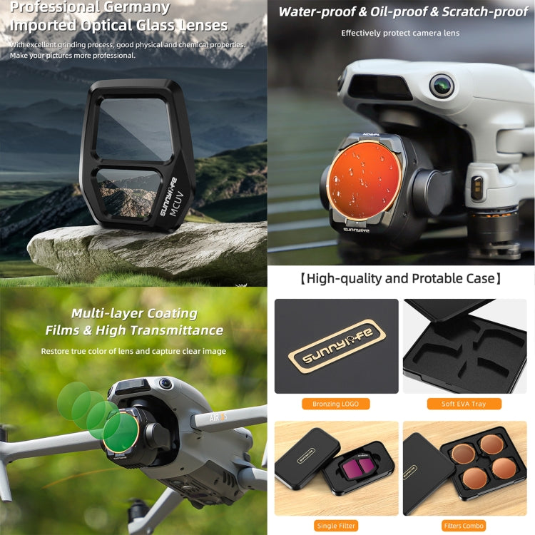 For DJI Air 3S Sunnylife Camera Lens Filter, Filter:ND16PL - free shipping - PMC TechLife - Order now!