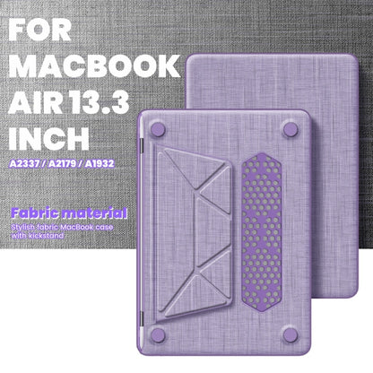 For MacBook Air 13.3 inch A2337 Fabric Magnetic Holder Laptop Protective Case(Purple) - MacBook Air Cases by PMC Jewellery | Online Shopping South Africa | PMC Jewellery | Buy Now Pay Later Mobicred