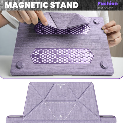 For MacBook Air 13.3 inch A2337 Fabric Magnetic Holder Laptop Protective Case(Purple) - MacBook Air Cases by PMC Jewellery | Online Shopping South Africa | PMC Jewellery | Buy Now Pay Later Mobicred