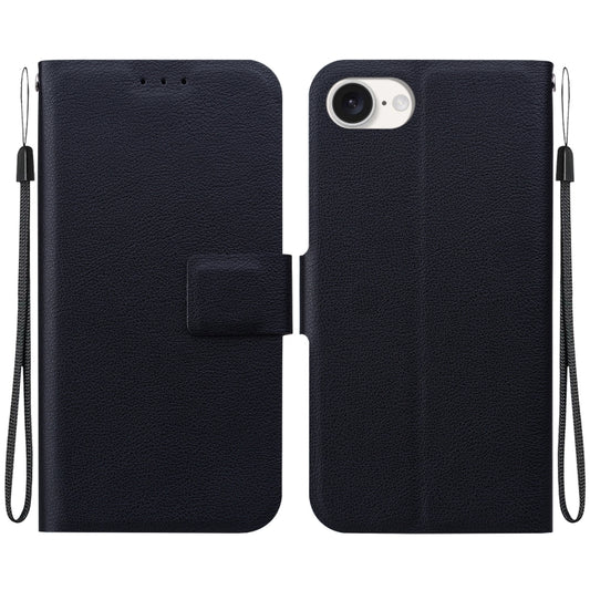 For iPhone 16e Ultra-thin Voltage Magnetic Buckle Leather Phone Case(Black) - iPhone 16e Cases by PMC Jewellery | Online Shopping South Africa | PMC Jewellery | Buy Now Pay Later Mobicred