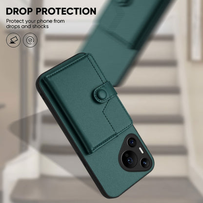 For Huawei Pura 70 Pro Button Card Bag RFID Anti-theft Phone Case(Green) - Huawei Cases by PMC Jewellery | Online Shopping South Africa | PMC Jewellery | Buy Now Pay Later Mobicred